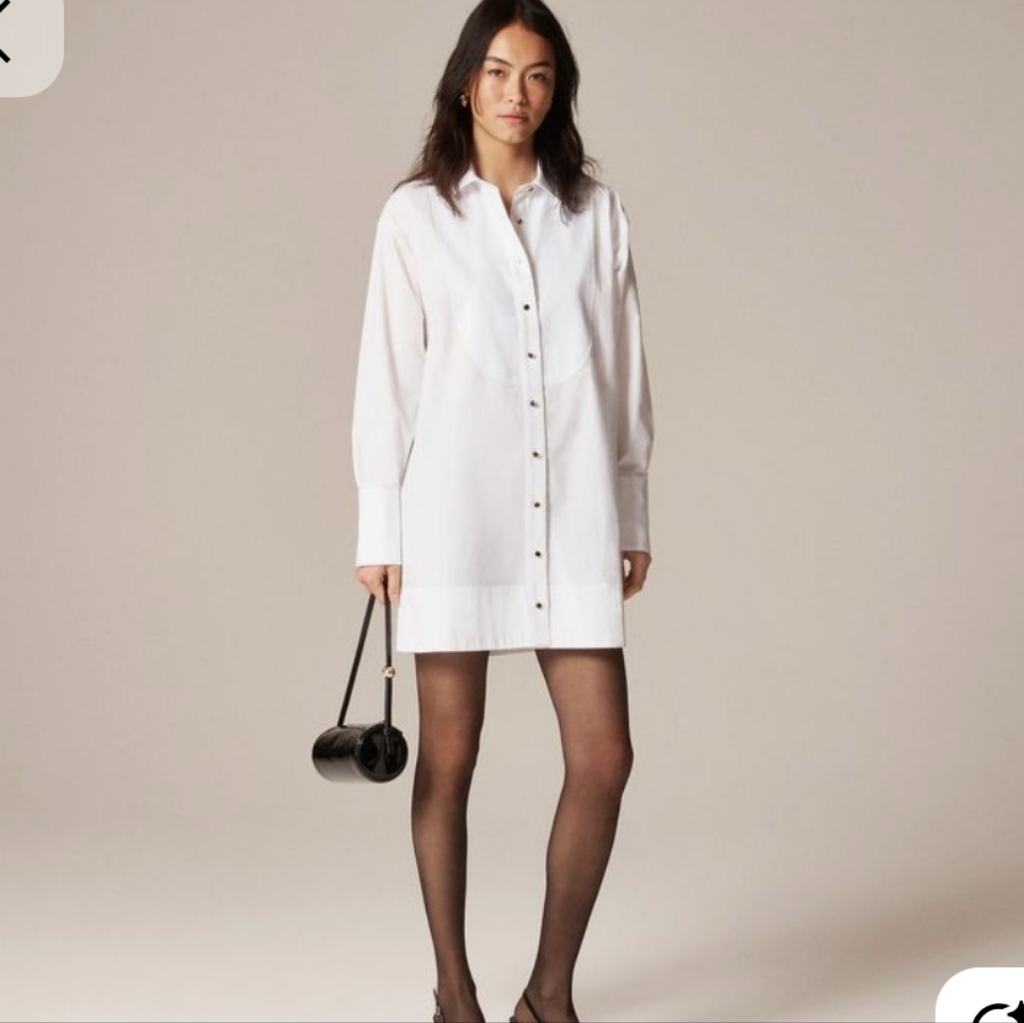 J Crew Jules Tuxedo Shirt-Dress Cp185 Nwt Size 0 White Men's Inspired
